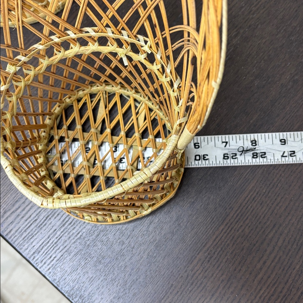 Vintage Nesting Wicker Basket Set Peacock Chair Style Plant Holders Home Decor - Picture 7 of 10